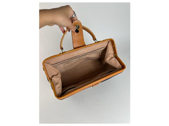 Vintage Courreges Leder Tasche braun schwarz - Ansicht 3