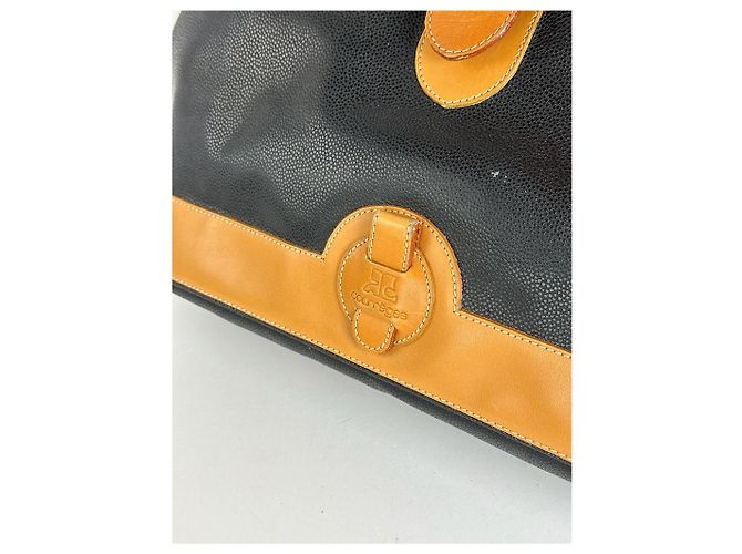 Vintage Courreges Leder Tasche braun schwarz - Ansicht 4