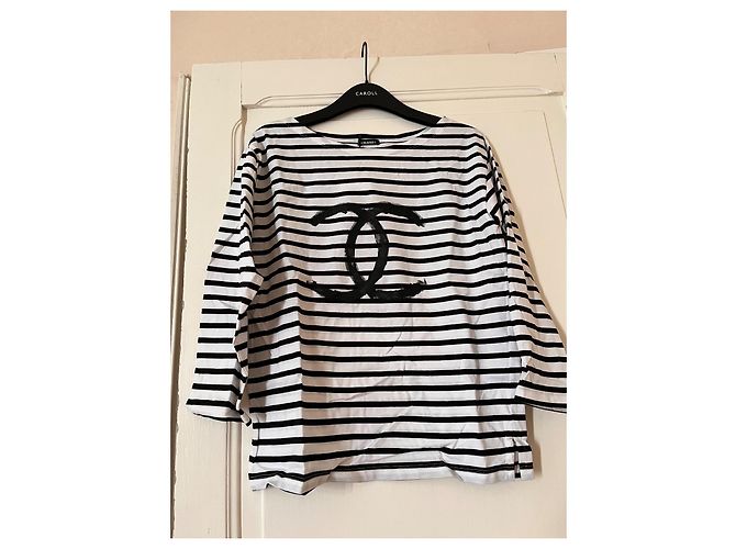 Camiseta Chanel con logo azul marino de algodón - vista 2