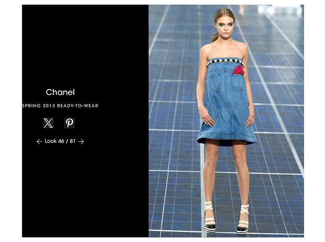 Vestido Chanel em denim azul sem alças com pérolas - vista 10
