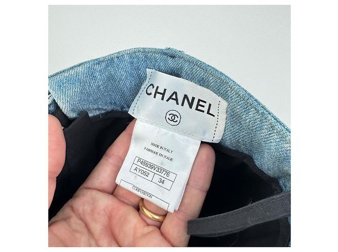 Vestido Chanel em denim azul sem alças com pérolas - vista 6