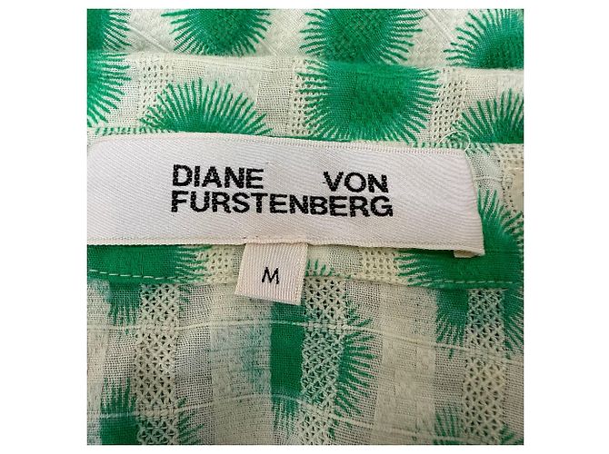 Abito mini camicia stampato Beata arricciato in cotone verde di Diane von Furstenberg - vista 4