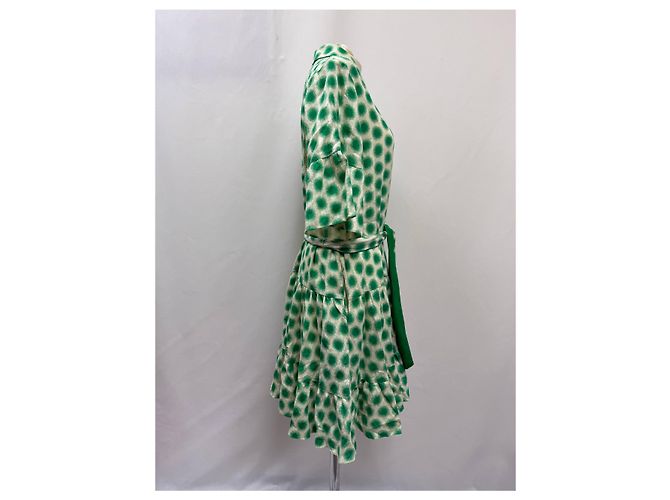 Abito mini camicia stampato Beata arricciato in cotone verde di Diane von Furstenberg - vista 6