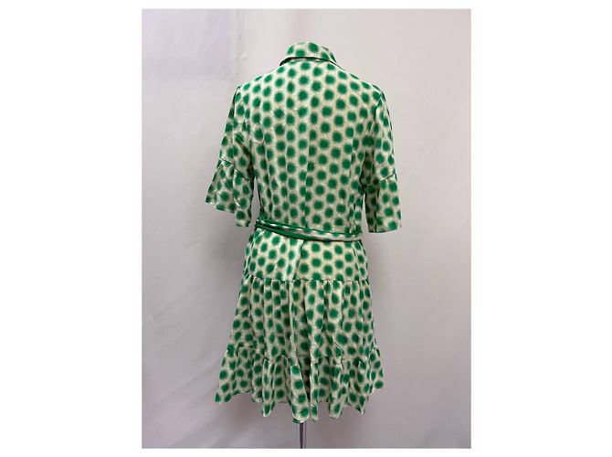 Abito mini camicia stampato Beata arricciato in cotone verde di Diane von Furstenberg - vista 7