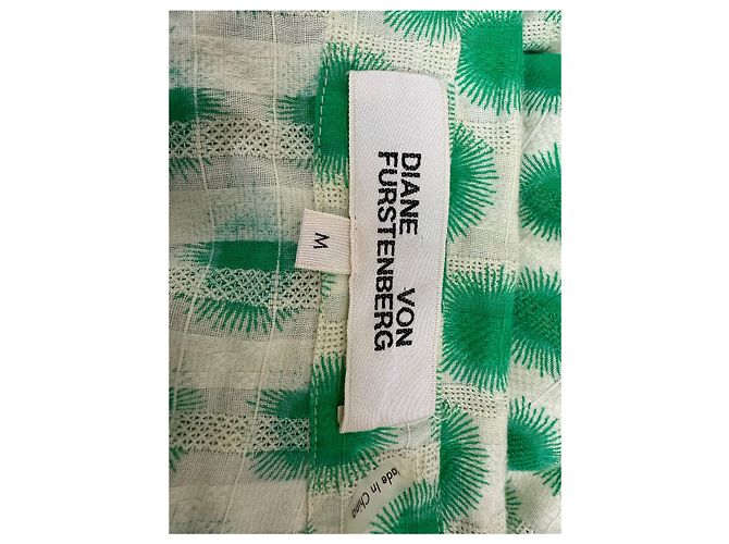 Abito mini camicia stampato Beata arricciato in cotone verde di Diane von Furstenberg - vista 8