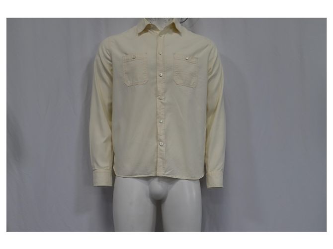 Autre Marque Camisa de manga longa abotoada M. P. com bolsos em algodão marfim Branco Cru - vista 2
