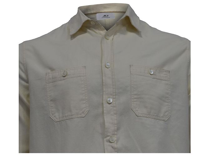 Autre Marque Camisa de manga longa abotoada M. P. com bolsos em algodão marfim Branco Cru - vista 3