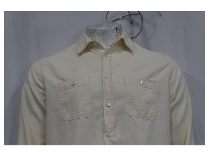 Autre Marque Camisa de manga longa abotoada M. P. com bolsos em algodão marfim Branco Cru - vista 4