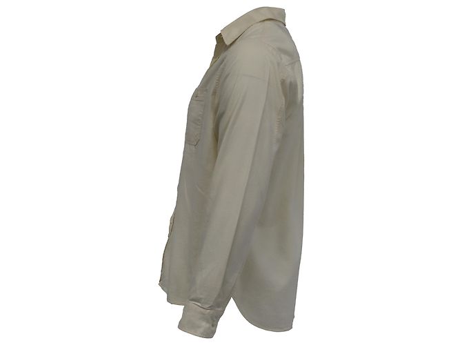 Autre Marque Camisa de manga longa abotoada M. P. com bolsos em algodão marfim Branco Cru - vista 5