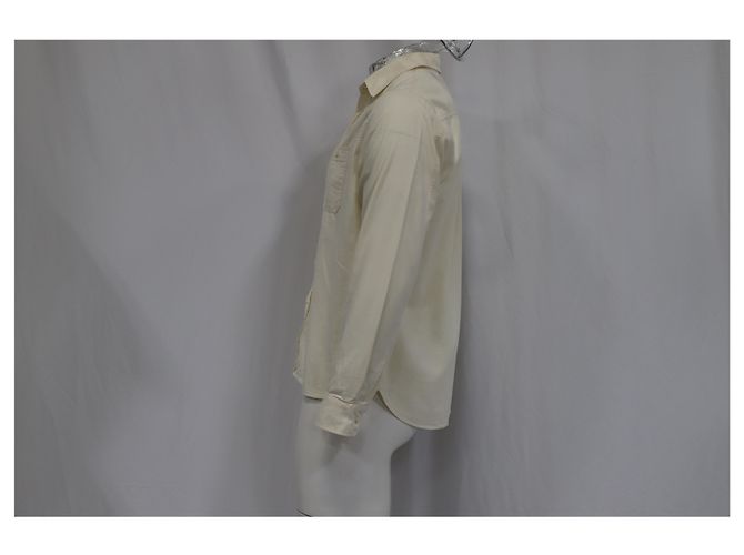 Autre Marque Camisa de manga longa abotoada M. P. com bolsos em algodão marfim Branco Cru - vista 6