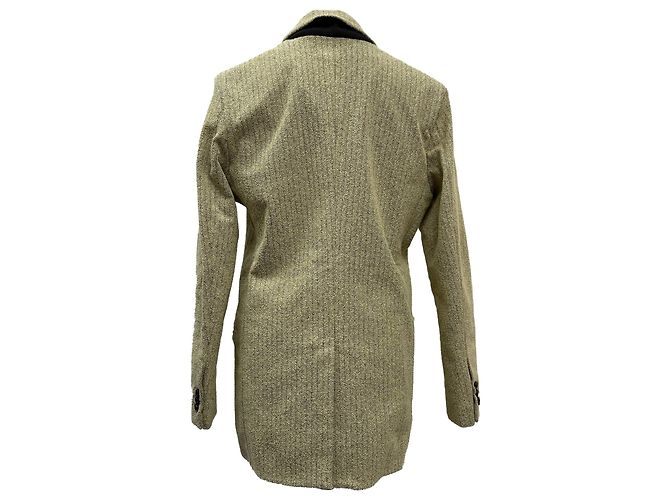 Blazer de poliéster beige con patrón de espiga de Bottega Veneta de un solo botón - vista 4