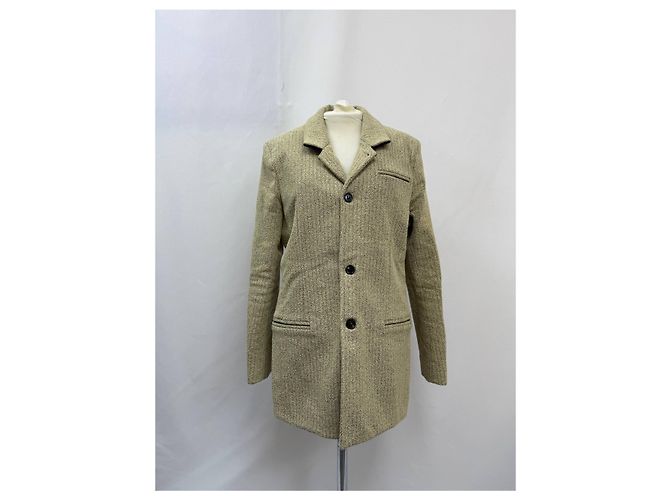 Blazer de poliéster beige con patrón de espiga de Bottega Veneta de un solo botón - vista 5