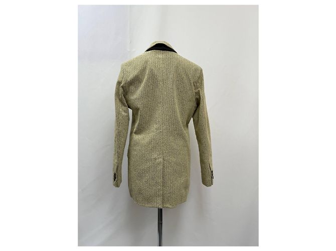 Blazer de poliéster beige con patrón de espiga de Bottega Veneta de un solo botón - vista 8