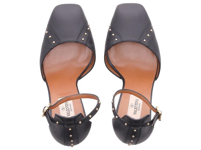 Valentino Garavani Pumps con cinturino alla caviglia con borchie Valentino in pelle nera Nero - vista 14