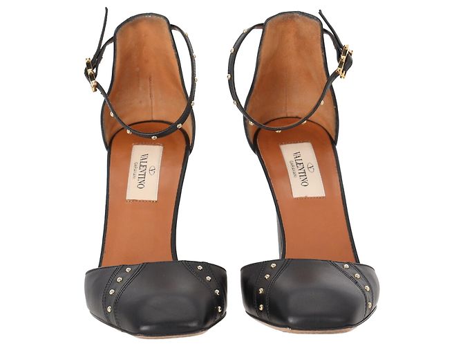 Valentino Garavani Pumps con cinturino alla caviglia con borchie Valentino in pelle nera Nero - vista 2