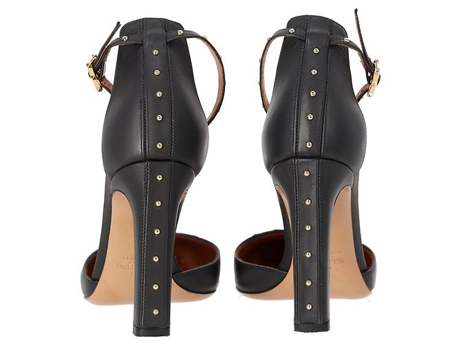 Valentino Garavani Pumps con cinturino alla caviglia con borchie Valentino in pelle nera Nero - vista 3
