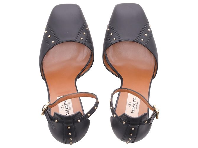 Valentino Garavani Pumps con cinturino alla caviglia con borchie Valentino in pelle nera Nero - vista 5