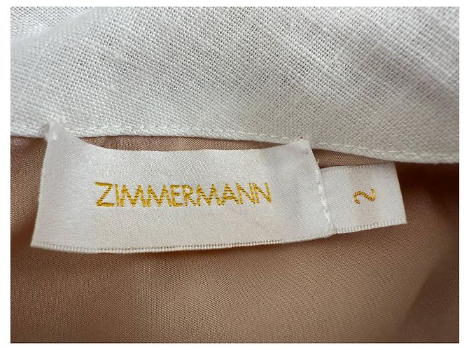 Zimmermann Mini-Kleid aus weißem Leinen mit Häkelbesatz Roh - Ansicht 16