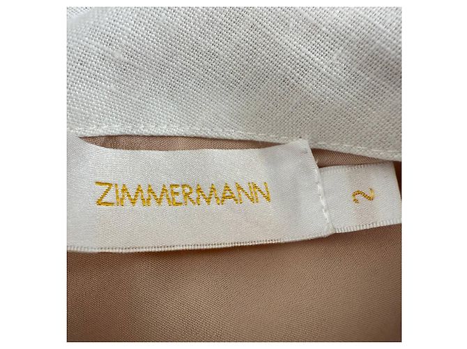 Zimmermann Mini-Kleid aus weißem Leinen mit Häkelbesatz Roh - Ansicht 8