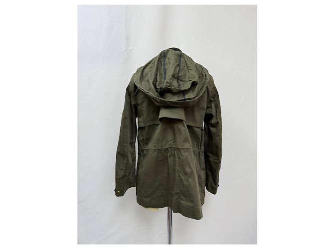 Chaqueta con cremallera Sandro Paris Rain en algodón verde oliva - vista 10