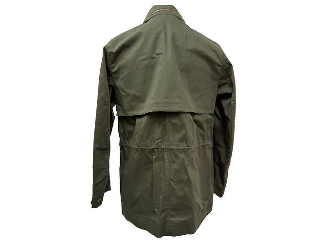 Chaqueta con cremallera Sandro Paris Rain en algodón verde oliva - vista 3