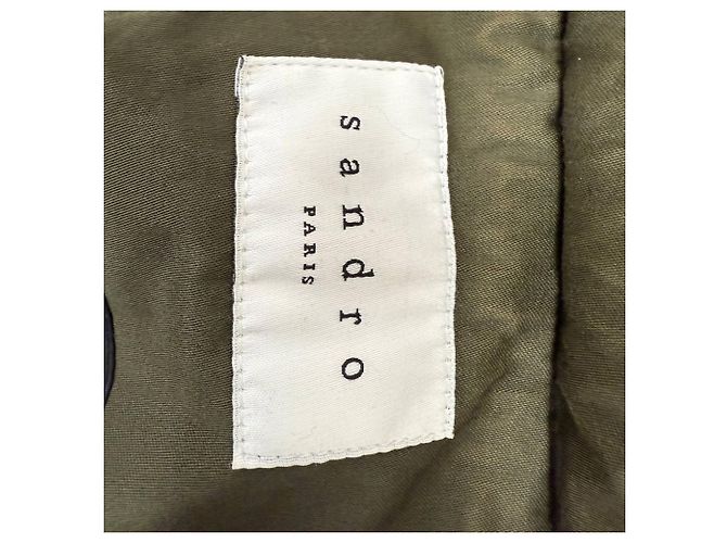 Chaqueta con cremallera Sandro Paris Rain en algodón verde oliva - vista 4