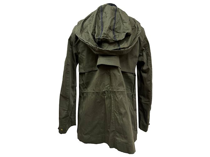 Chaqueta con cremallera Sandro Paris Rain en algodón verde oliva - vista 5