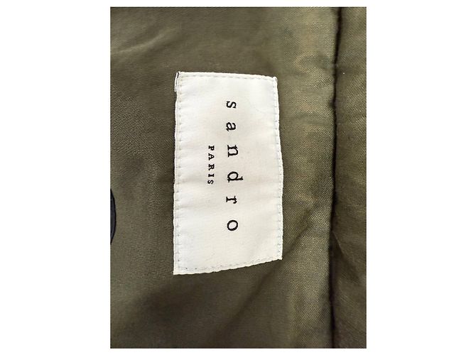 Chaqueta con cremallera Sandro Paris Rain en algodón verde oliva - vista 9