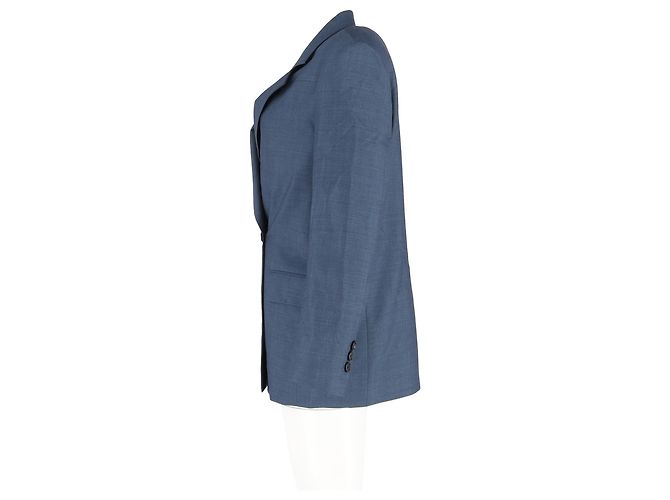 Acne Studios Jamalik Double-Breasted Blazer in Navy Blue Polyester - view 5