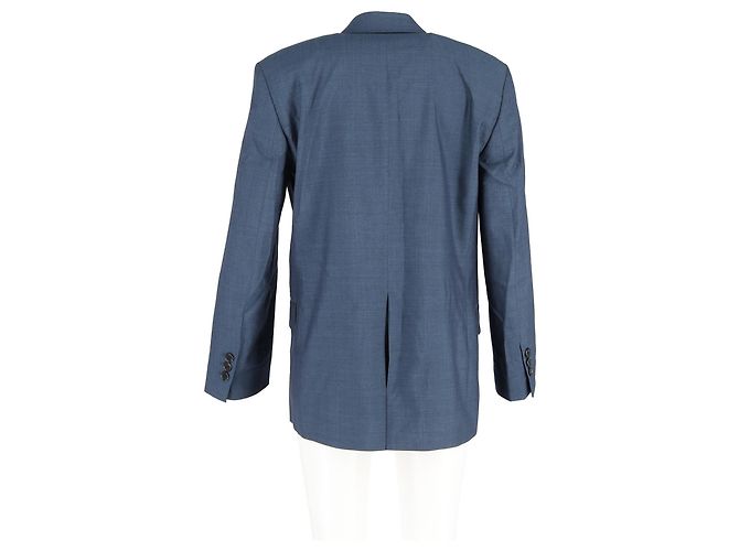 Acne Studios Jamalik Double-Breasted Blazer in Navy Blue Polyester - view 6