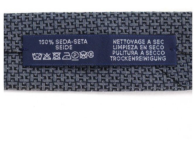 Corbata Logo Puzzle de Seda Hermès Azul Marino - vista 11