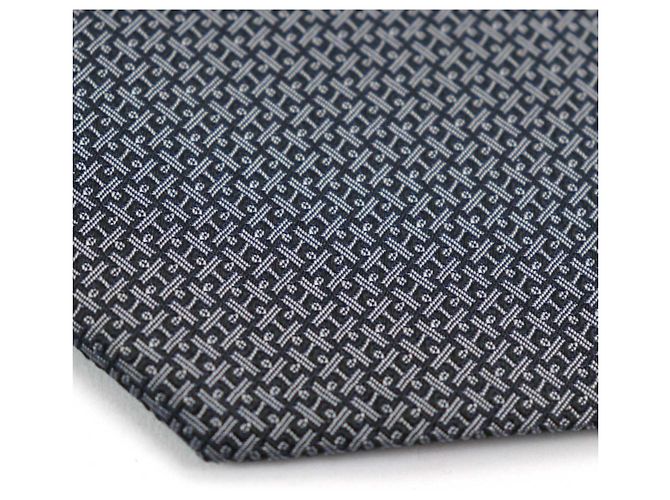 Corbata Logo Puzzle de Seda Hermès Azul Marino - vista 6