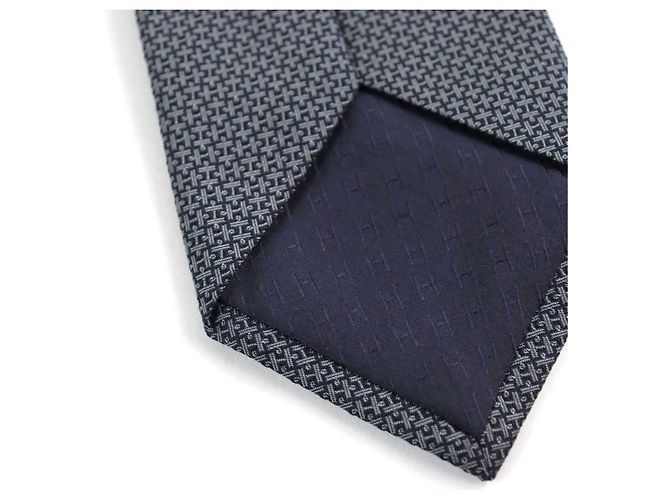 Corbata Logo Puzzle de Seda Hermès Azul Marino - vista 8
