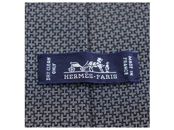 Corbata Logo Puzzle de Seda Hermès Azul Marino - vista 9
