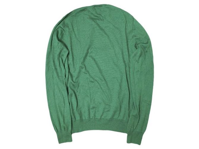 Autre Marque Suéter de punto de cuello redondo de cachemira y seda 18G Verde Púrpura - vista 2