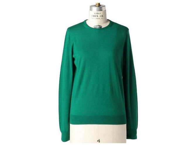 Autre Marque Suéter de punto de cuello redondo de cachemira y seda 18G Verde Púrpura - vista 3