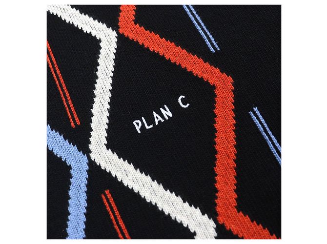 Autre Marque Plan C Rombo Intarsia Lana Cachemira Cuello en V Tejido Negro Blanco Azul Naranja - vista 3