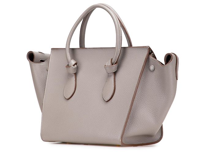Céline Bolsa de mão em couro de bezerro grão pequeno Celine Brown com nó de gravata Marrom Taupe - vista 2