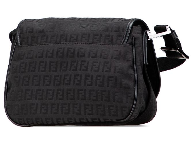 Borsa a tracolla in tela Zucchino nera di Fendi - vista 2