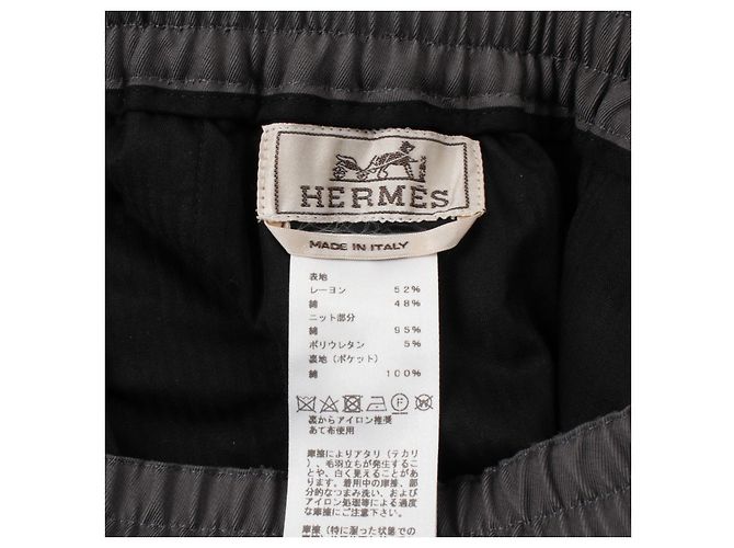 Hermès Pantalones de algodón rayón Hermes Castaño Gris - vista 6