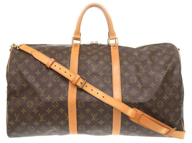 Borsa Boston Monogram Keepall Bandoulière 55 Louis Vuitton Marrone - vista 2
