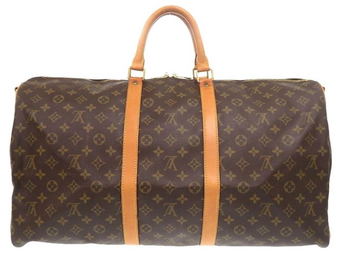 Borsa Boston Monogram Keepall Bandoulière 55 Louis Vuitton Marrone - vista 3
