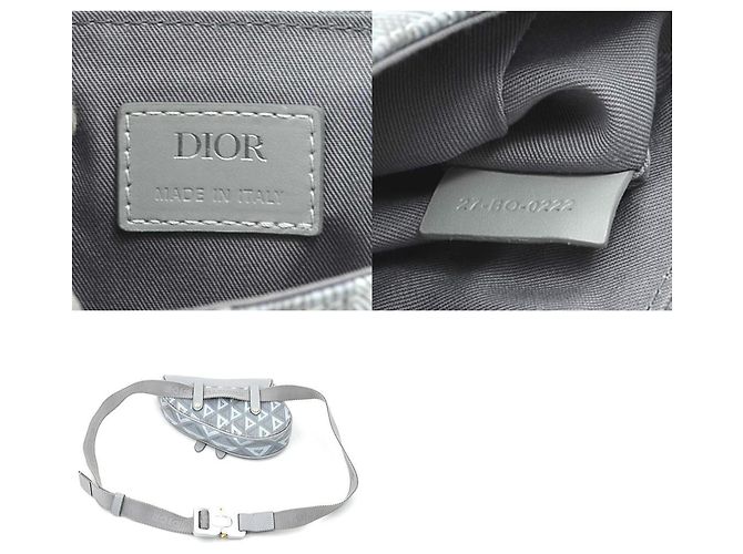 Borsa a tracolla in pelle grigia Christian Dior Marrone - vista 5