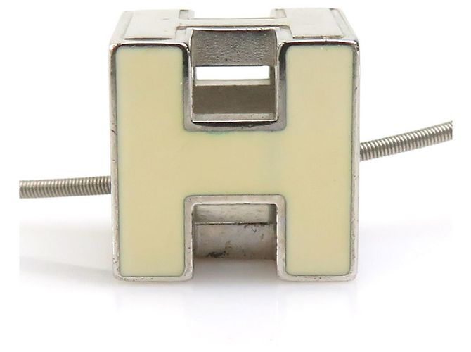 Hermès H Cube Cage d'Ash Halskette Silber Aus weiß - Ansicht 2