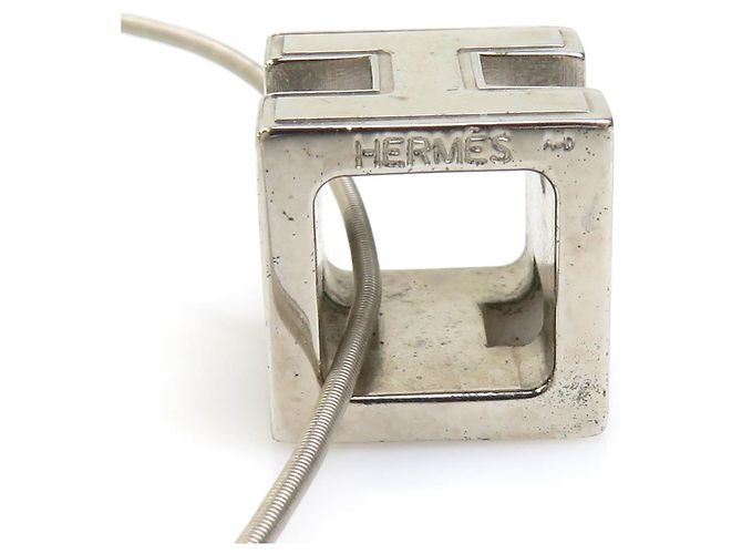 Hermès H Cube Cage d'Ash Halskette Silber Aus weiß - Ansicht 3
