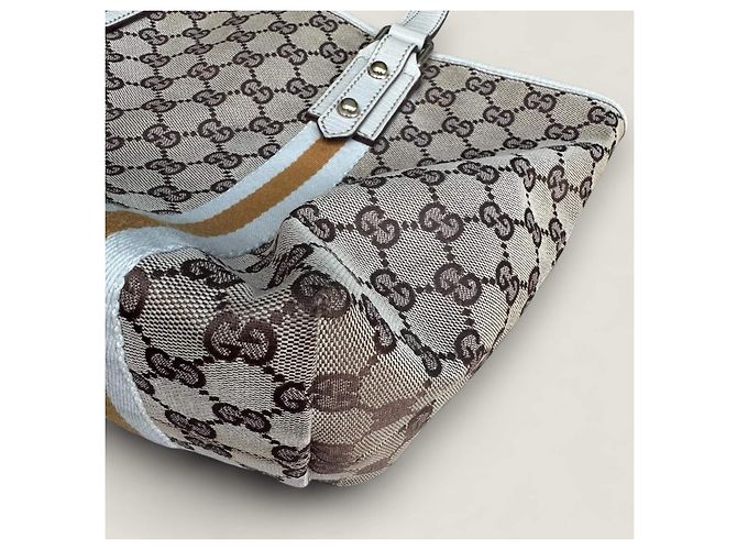 Borsa Gucci Sherry tote GG in tela beige - vista 10