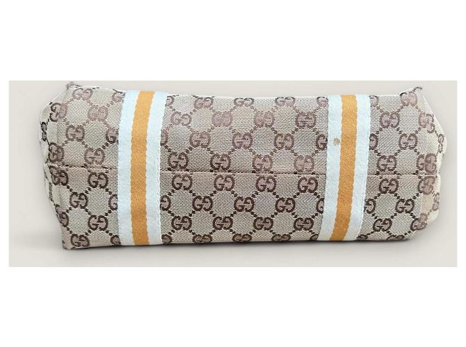 Borsa Gucci Sherry tote GG in tela beige - vista 12