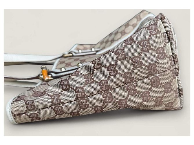 Borsa Gucci Sherry tote GG in tela beige - vista 15