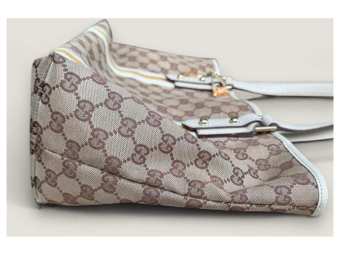 Borsa Gucci Sherry tote GG in tela beige - vista 16