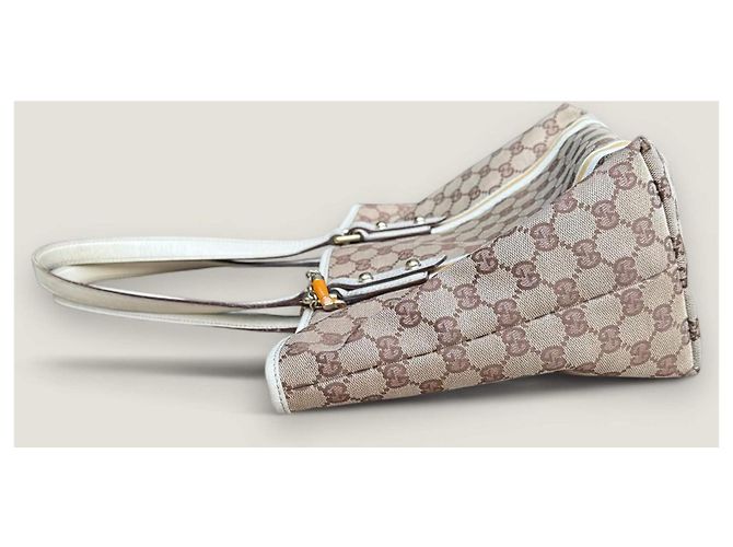 Borsa Gucci Sherry tote GG in tela beige - vista 17